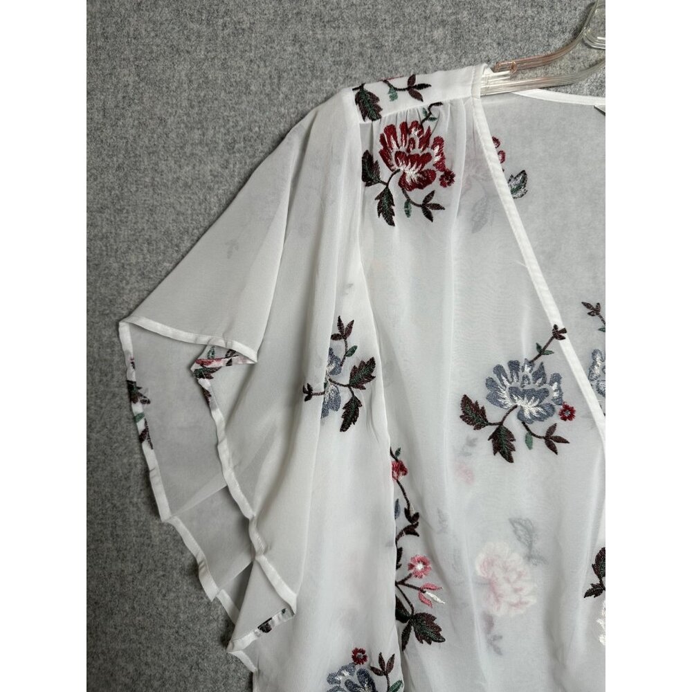 Lucky Brand XL Womens Top Sheer Embroidered Vneck White Floral Boho Cottage - Picture 7 of 16